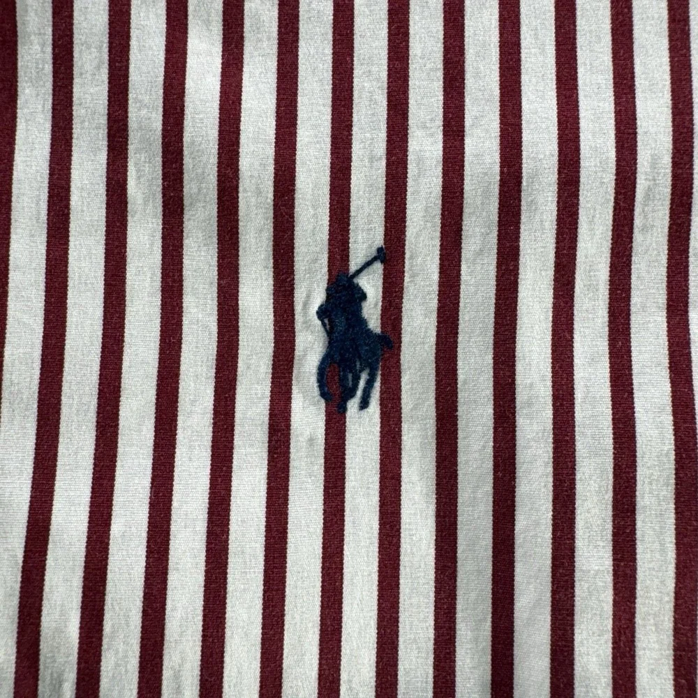 Polo Ralph Lauren Shirt Mens 2XL Classic Fit Red White Striped Button Down